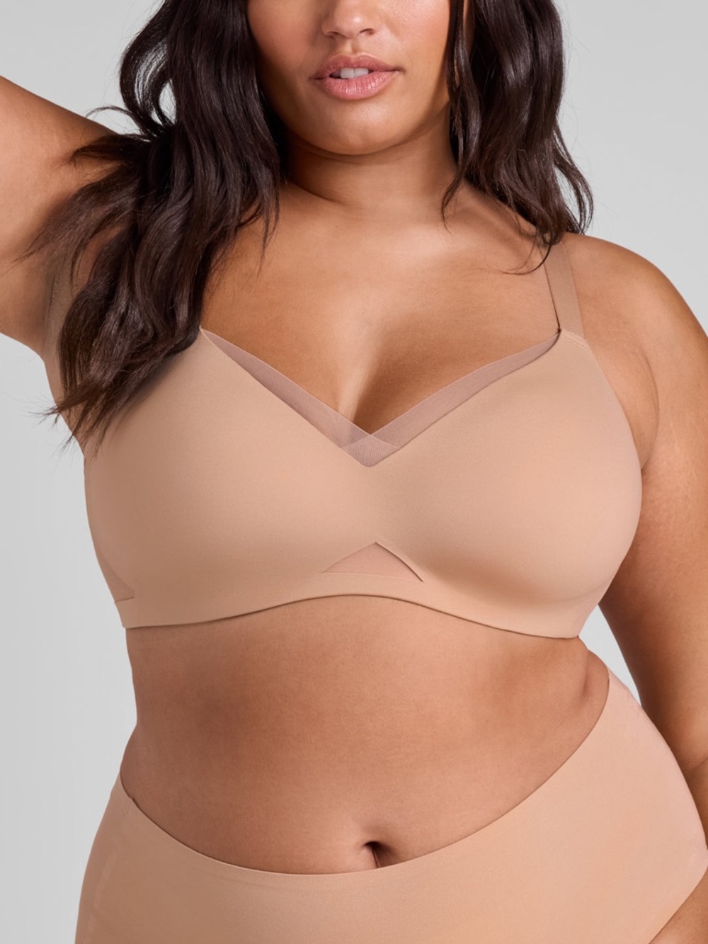 Honeylove Crossover Mesh Back Smoothing Underwire Free Nude Bra / Sand Sz 40dd